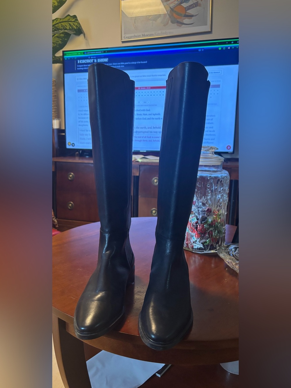 Calvin Klein Black Leather Over-the-Knee Boots
